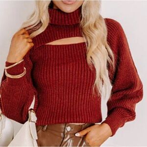 Rust Women's Cutout Sweater